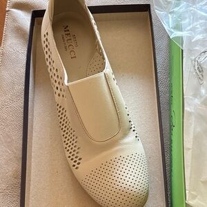 Sesto Meucci Cream Perforated Flats
